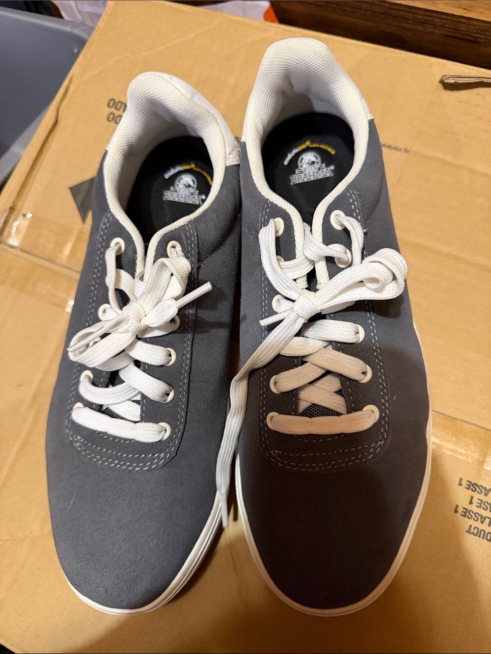 Brahma Men's Dark Gray Canvas Low-Top Sneakers with White Trim